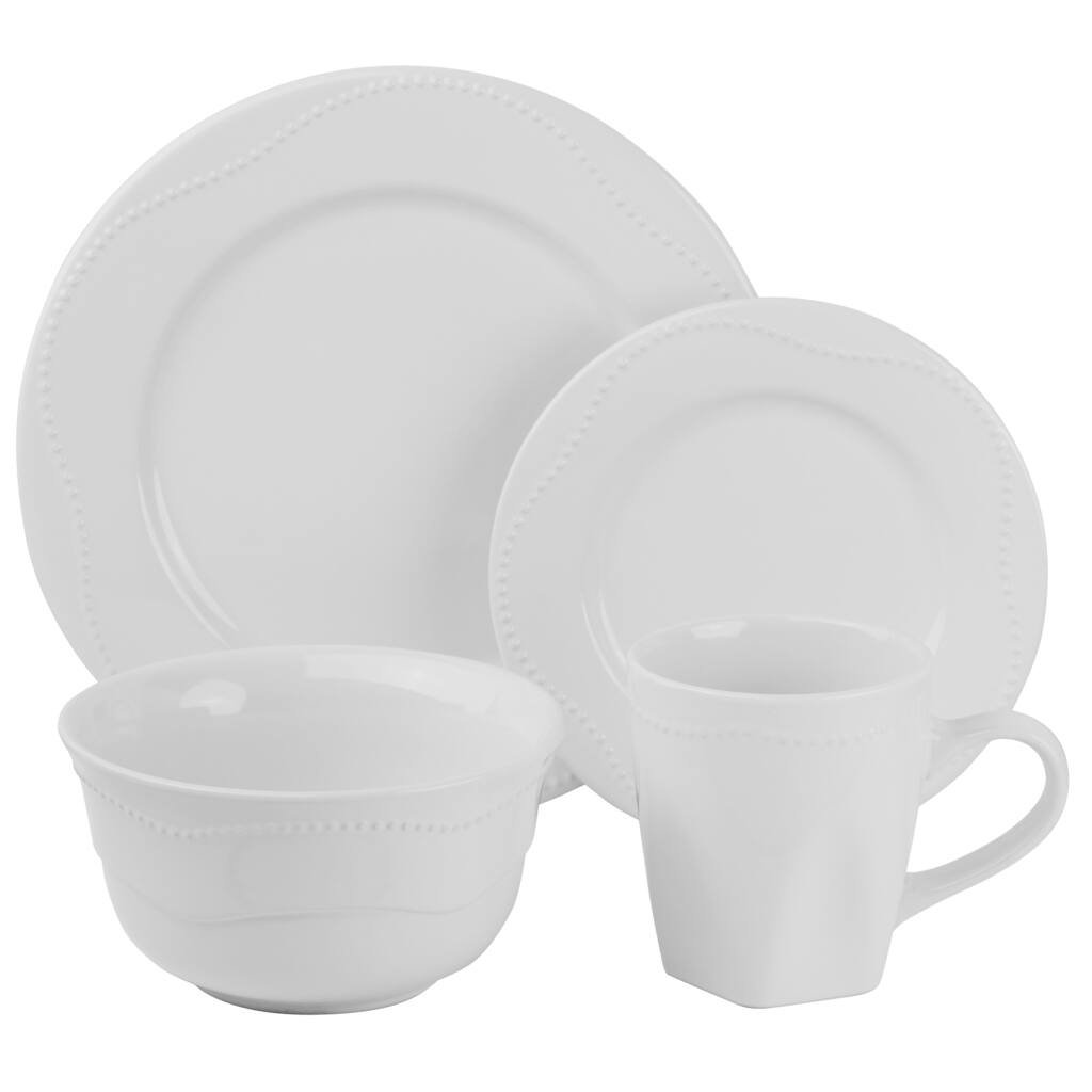 Vivo White Beaded Dinnerware 16-piece Set