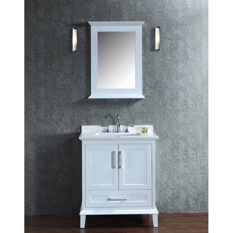 Nantucket 30-inch White Free-standing Single-sink Bathroom Vanity and Mirror Set