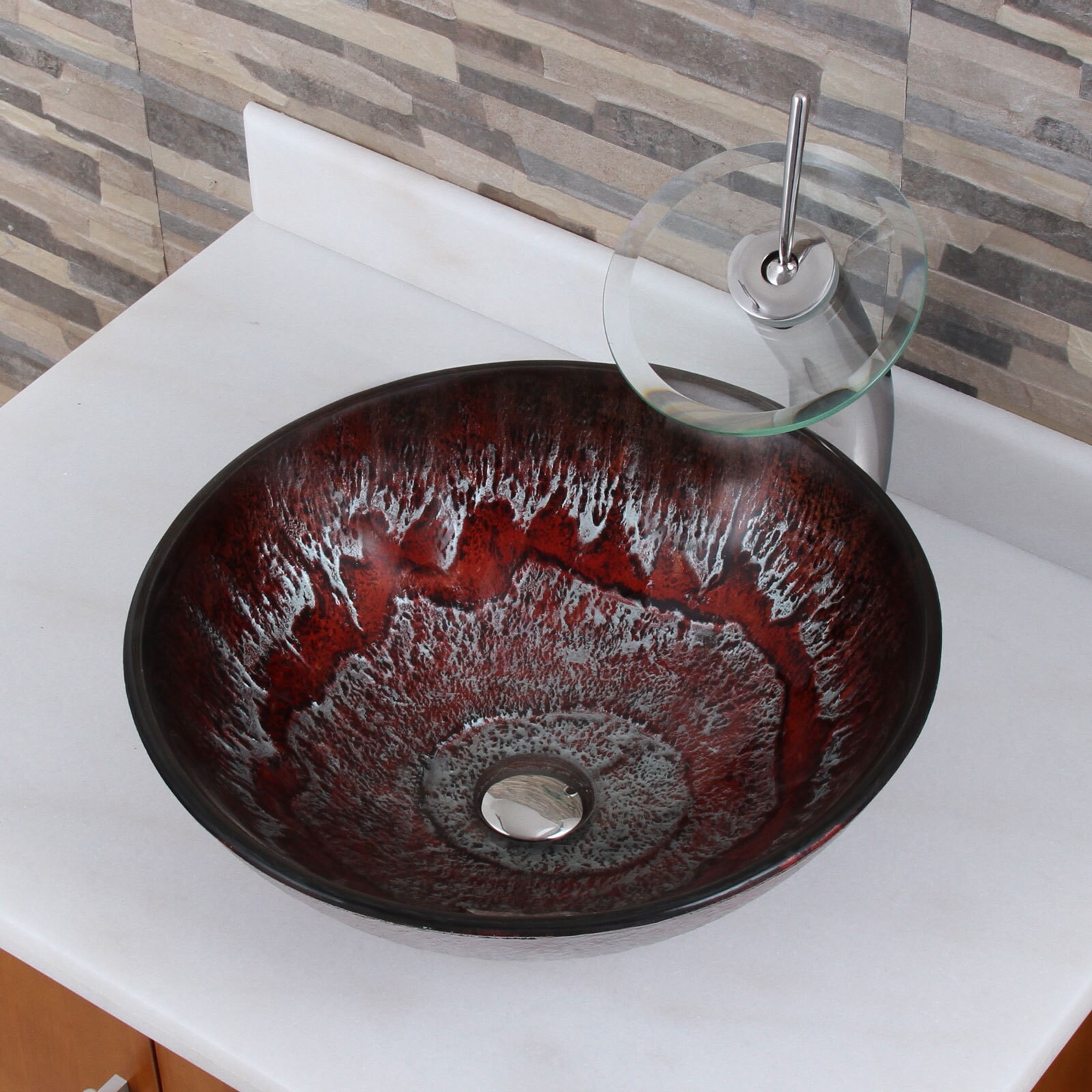Modern Vanity Sink Combo Lordear 16x16 Inch Clear Tempered Glass Vessel ...
