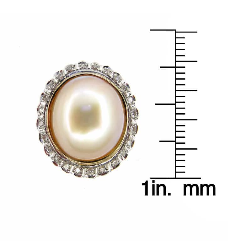 Kabella 14k Yellow Gold Mabe Pearl 1/3ct TDW Diamond Ring (I-J, I1-I2) (15mm) (Size 7.5)