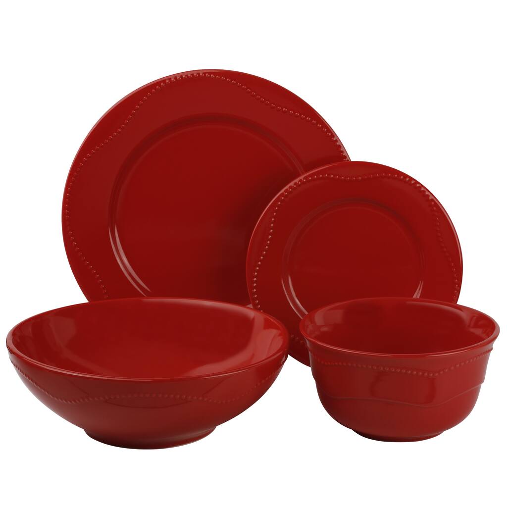 10 Strawberry Street Vivo Red Beaded 19-piece Dinner Set