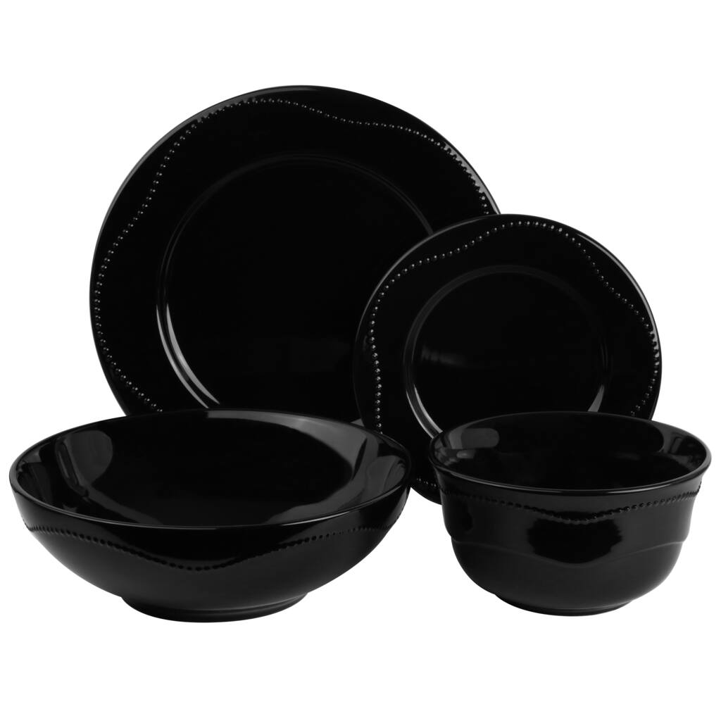 10 Strawberry Street Vivo Black Beaded 19-piece Dinner Set