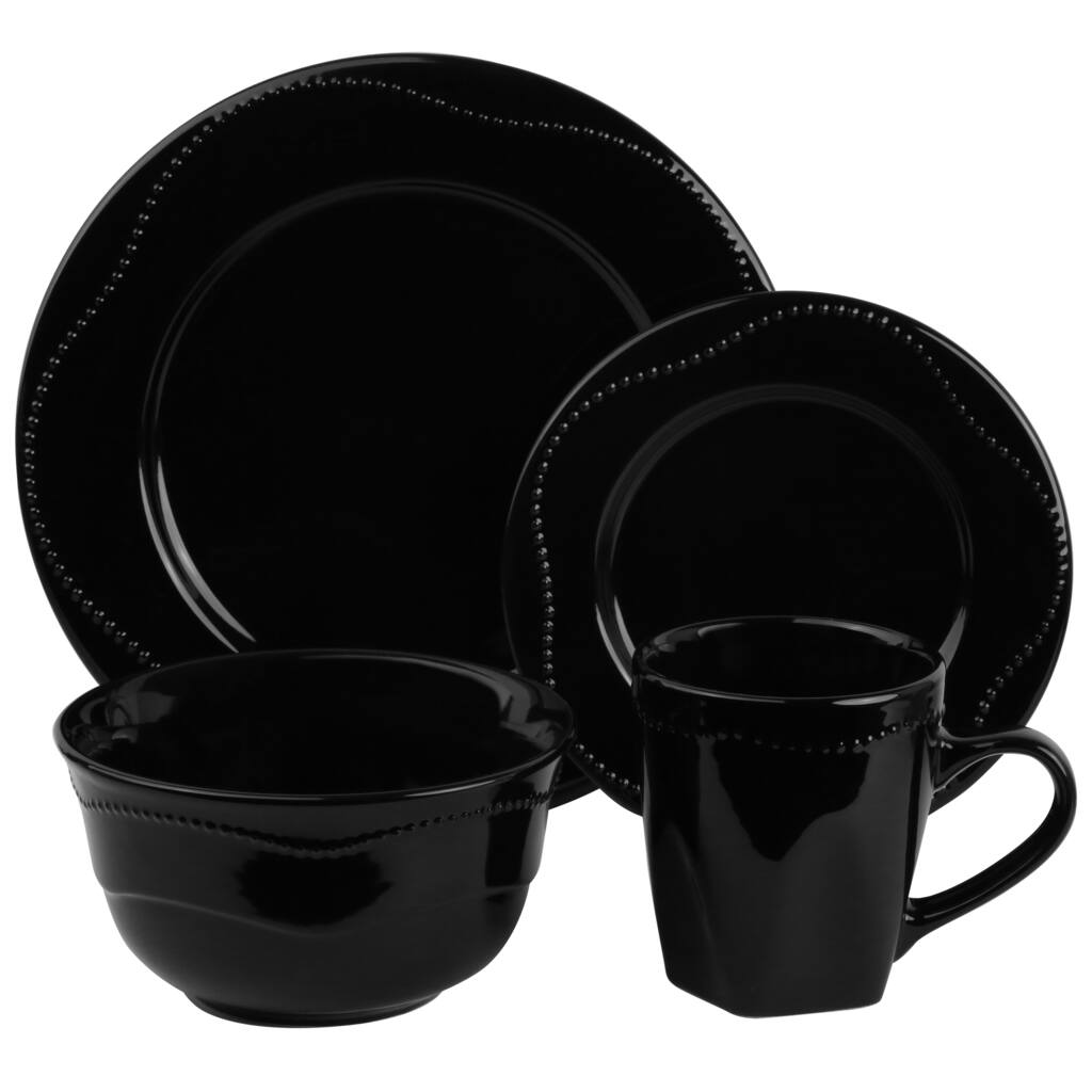 10 Strawberry Street Vivo Black Beaded 16-piece Dinner Set