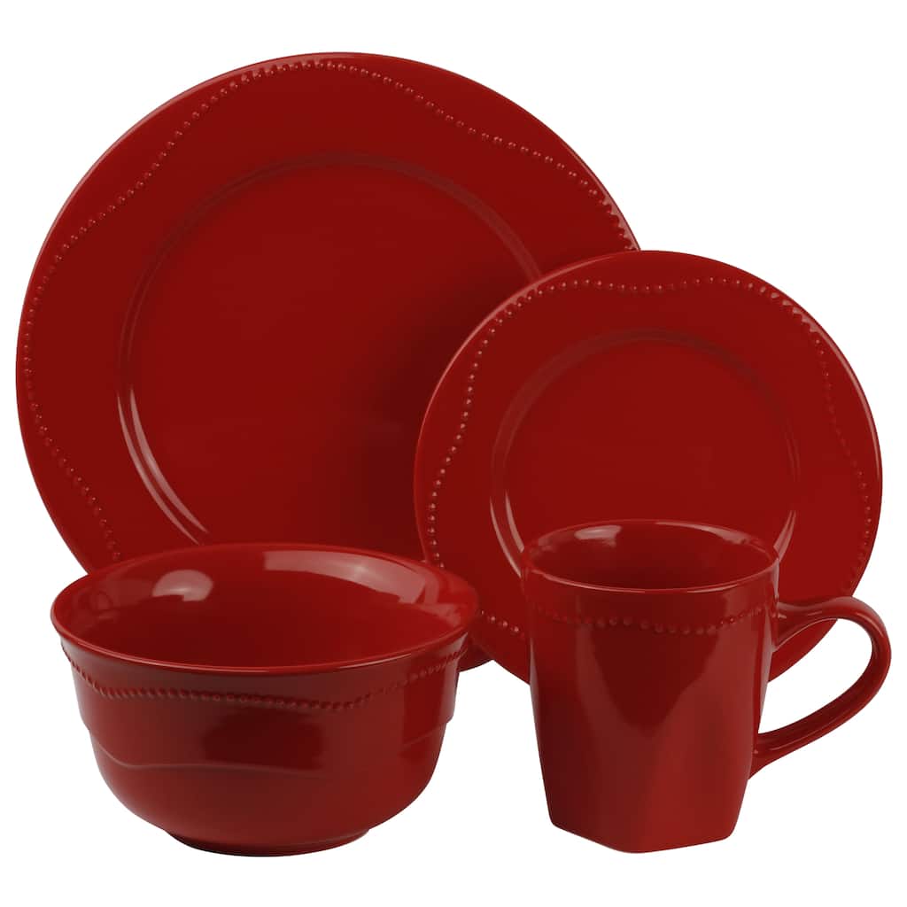 Vivo Red Beaded 16-piece Dinner Set
