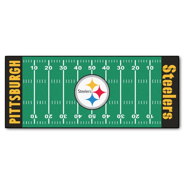Fanmats Machine-made Pittsburgh Steelers Green Nylon Football Field Runner (2'5 x 6')