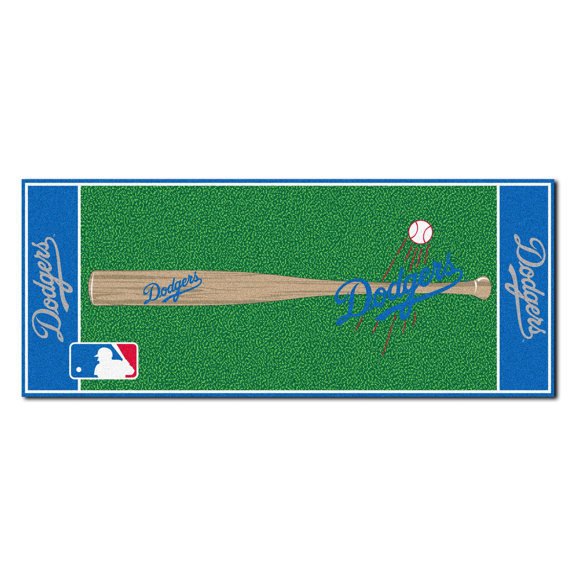 Fanmats Machine made Los Angeles Dodgers Green Nylon Baseball Runner