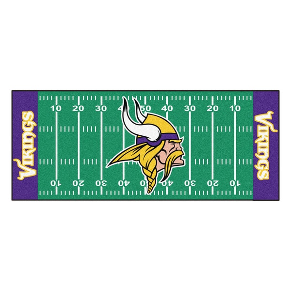 Fanmats Machine-made Minnesota Vikings Green Nylon Football Field Runner (2'5 x 6')