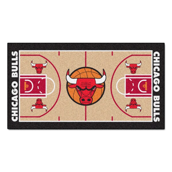Fanmats Machine-made Chicago Bulls Tan Nylon Court Runner (2' x 3'6)