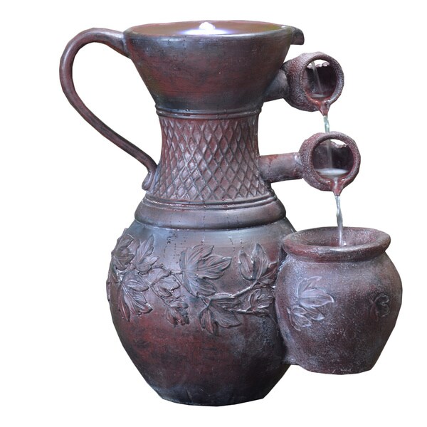 Shop Solar Pitcher Cascade Water Fountain with LED Light Free