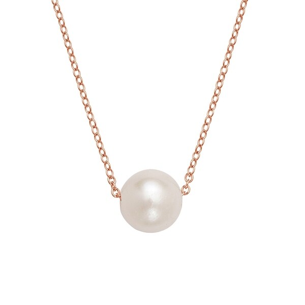 White Pearl Pendant Necklace Real Freshwater Single Pearl Drop Necklace for Women with 925 Sterling Silver 18 Chain 9-10mm
