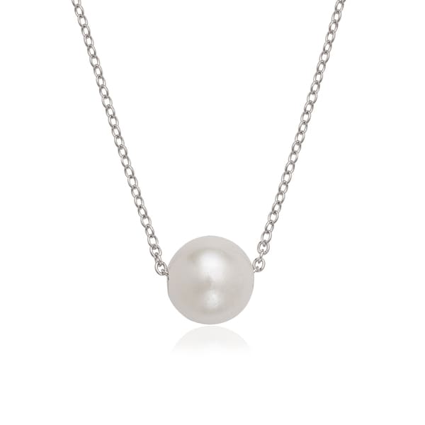 La Preciosa Sterling Silver Threaded Freshwater Pearl Necklace (9-10mm). Opens flyout.