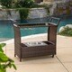 Bahama Outdoor Wicker Bar Cart with Tempered Glass Top by Christopher Knight Home - Thumbnail 3