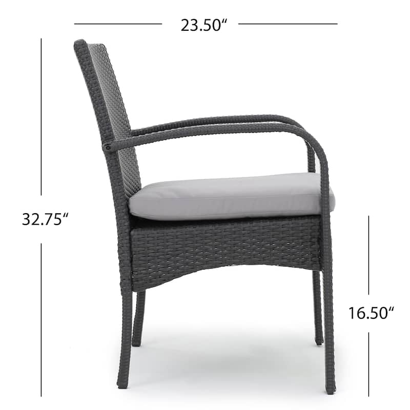 Peterson Outdoor 3-piece Wicker Bistro Set with Cushions by Christopher Knight Home
