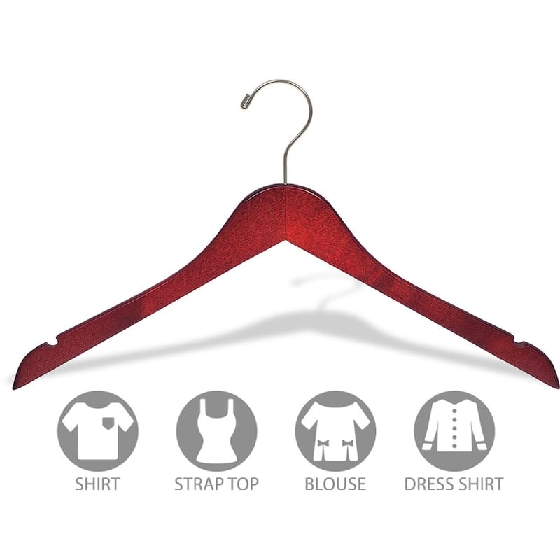 Cherry Finish Top Hanger with Notches and Brushed Chrome Swivel Hook