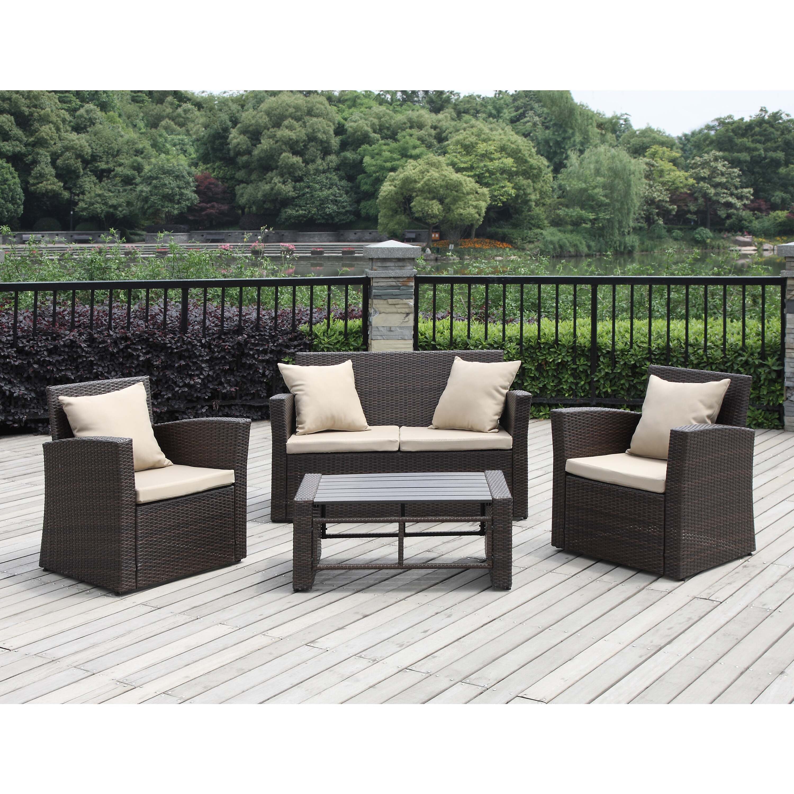 Havenside Home Stillwater Brown 4 Piece Indoor Outdoor Resin Havenside Home Stillwater Brown 4