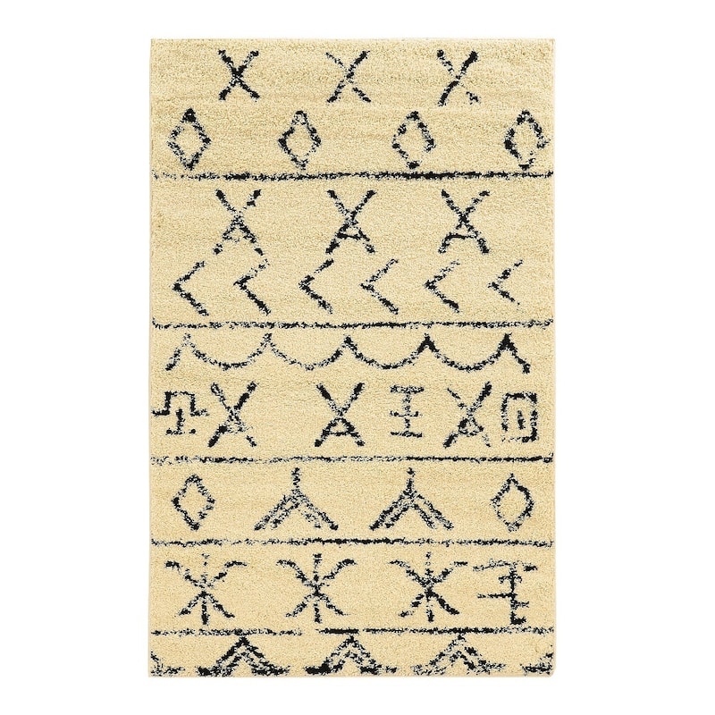 Linon Moroccan Atlas Shag Rug - 3' x 5' - Ivory/Black