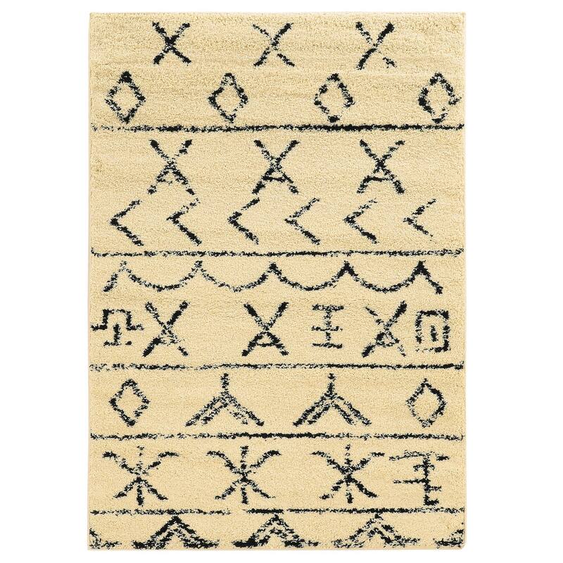 Linon Moroccan Atlas Shag Rug - 5' x 7' - Ivory/Black