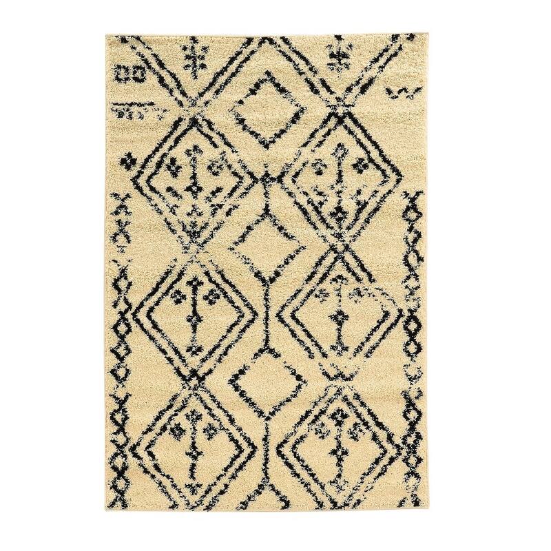 Linon Moroccan Fes Shag Rug - 3' x 5' - Ivory/Black