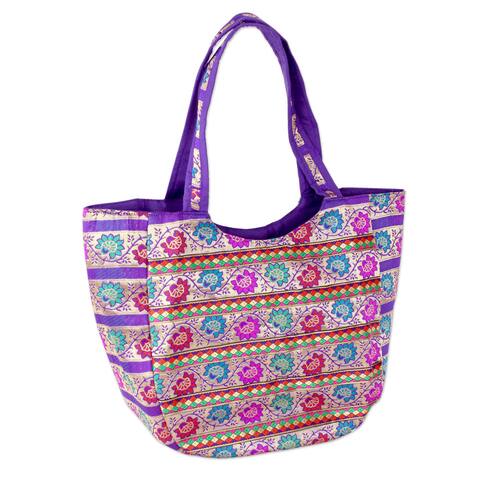 Handmade Brocade 'Floral Garden' Shoulder Bag (India)