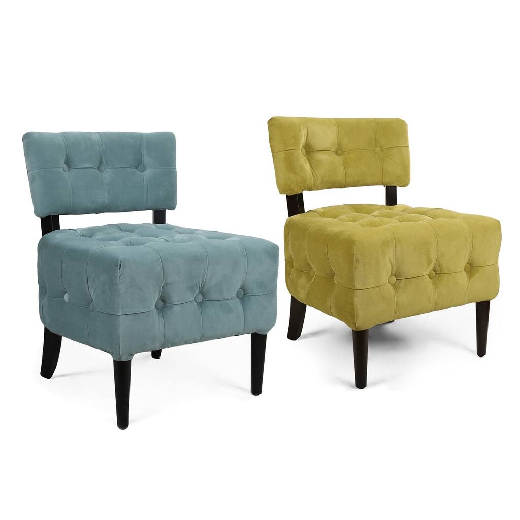 Adeco Side/ Living room Velvet Single Sofa with Solid wood legs ,Green, Tufted, European Style