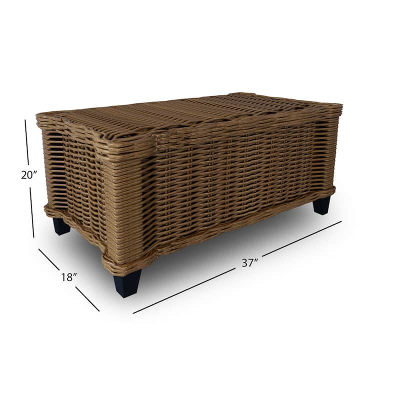 Handmade Natural Rattan Wood Storage Coffee Table by East at Main