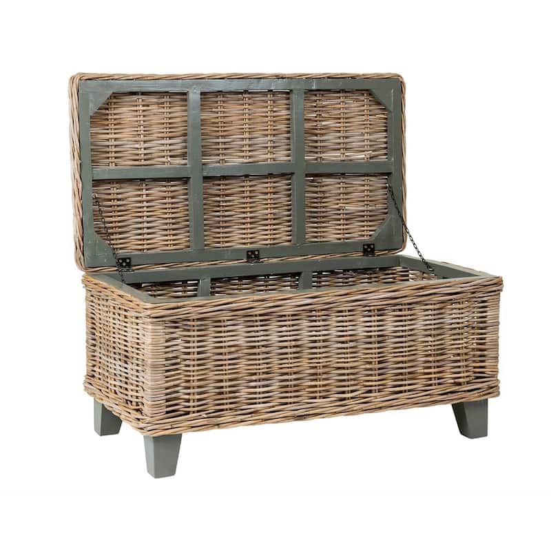 Handmade Natural Rattan Wood Storage Coffee Table by East at Main