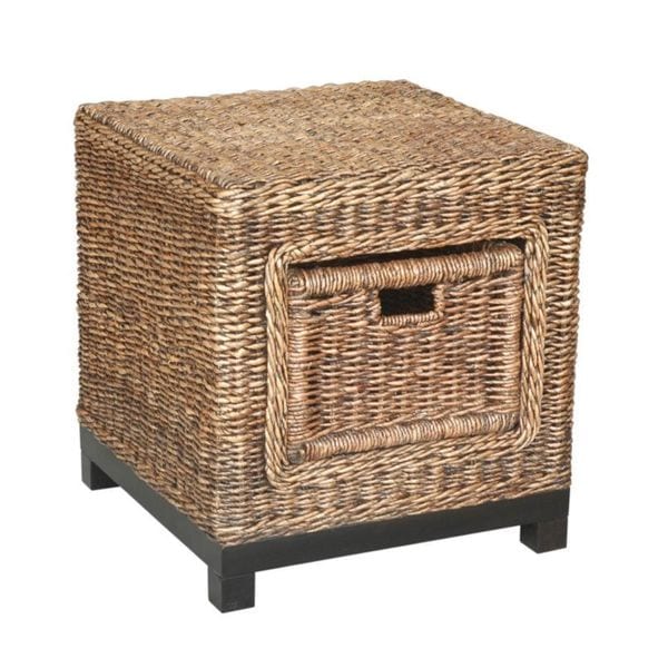 Elkton Natural Woven Woodgrain Square Accent Table