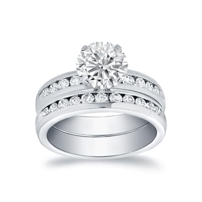 Auriya 14k Gold 1 1/2ctw Round Channel-set Diamond Engagement Ring Set