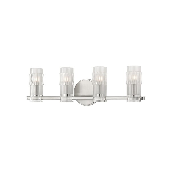 Hudson Valley Malone 4-light Satin Nickel Vanity with Clear Glass Shade - Free Shipping Today ...
