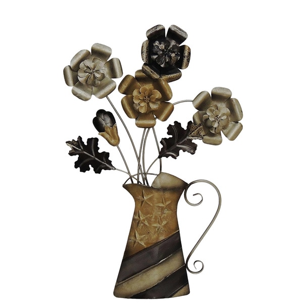 Shop Gallerie Décor 'Flowers in Vase' Metal Wall Art Free Shipping On