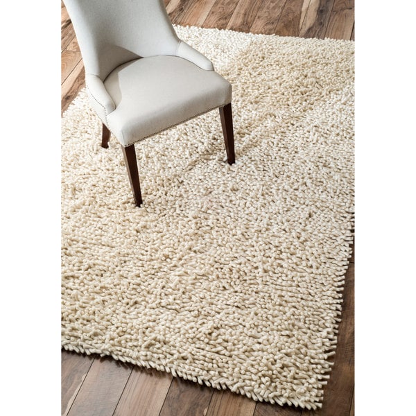 nuLOOM Handmade Plush White Wool Shag Rug (5' x 8') Overstock 10133282