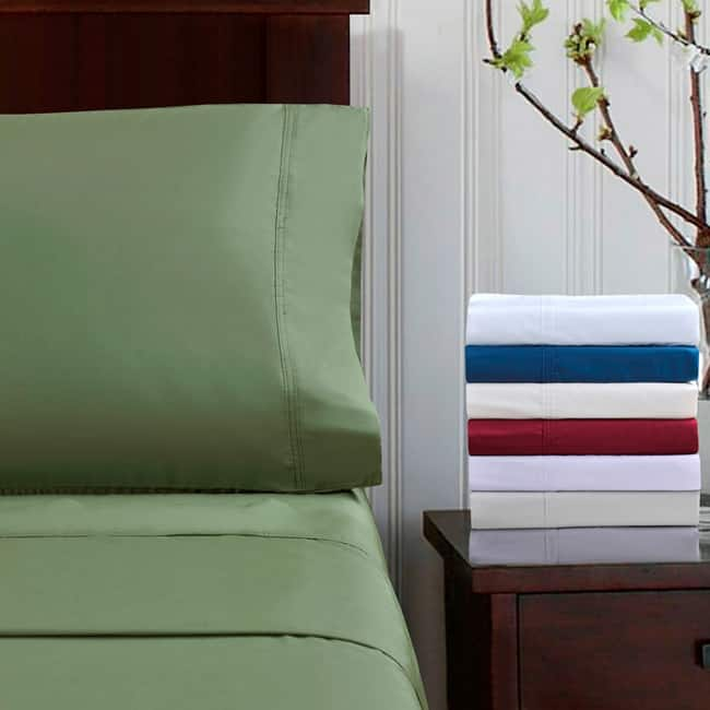 Superior 300 Thread Count Percale Cotton Deep Pocket Bed Sheet Set