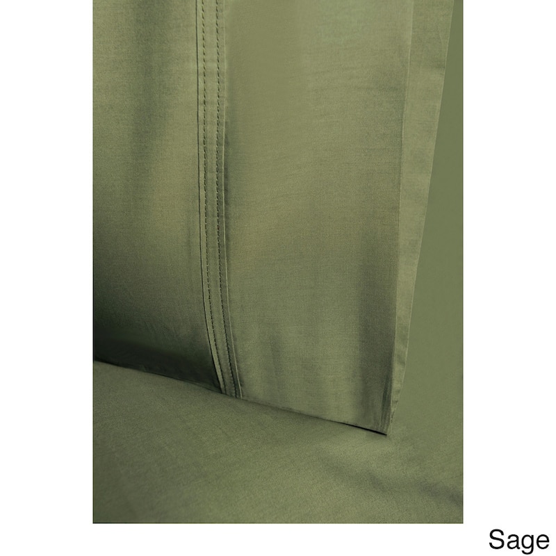 Superior 300 Thread Count Percale Cotton Deep Pocket Bed Sheet Set - Sage - Standard PC - Jumbo