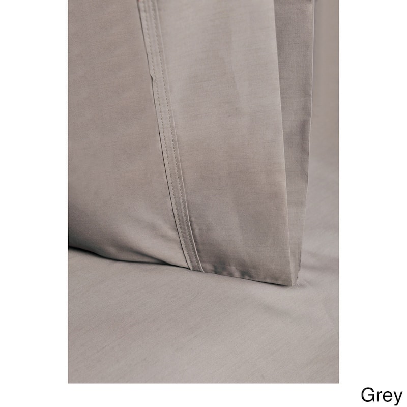 Superior 300 Thread Count Percale Cotton Deep Pocket Bed Sheet Set - Grey - Twin