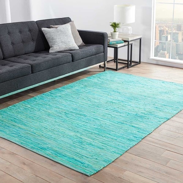 Havenside Home Bandon Handmade Solid Blue/ Green Area Rug - 2' x 3'