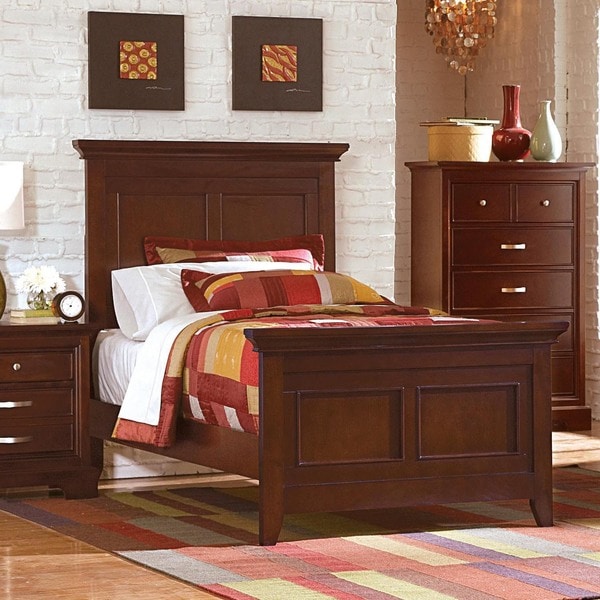 Ashton Traditional Deep Cherry Twin Bed by TRIBECCA HOME Free