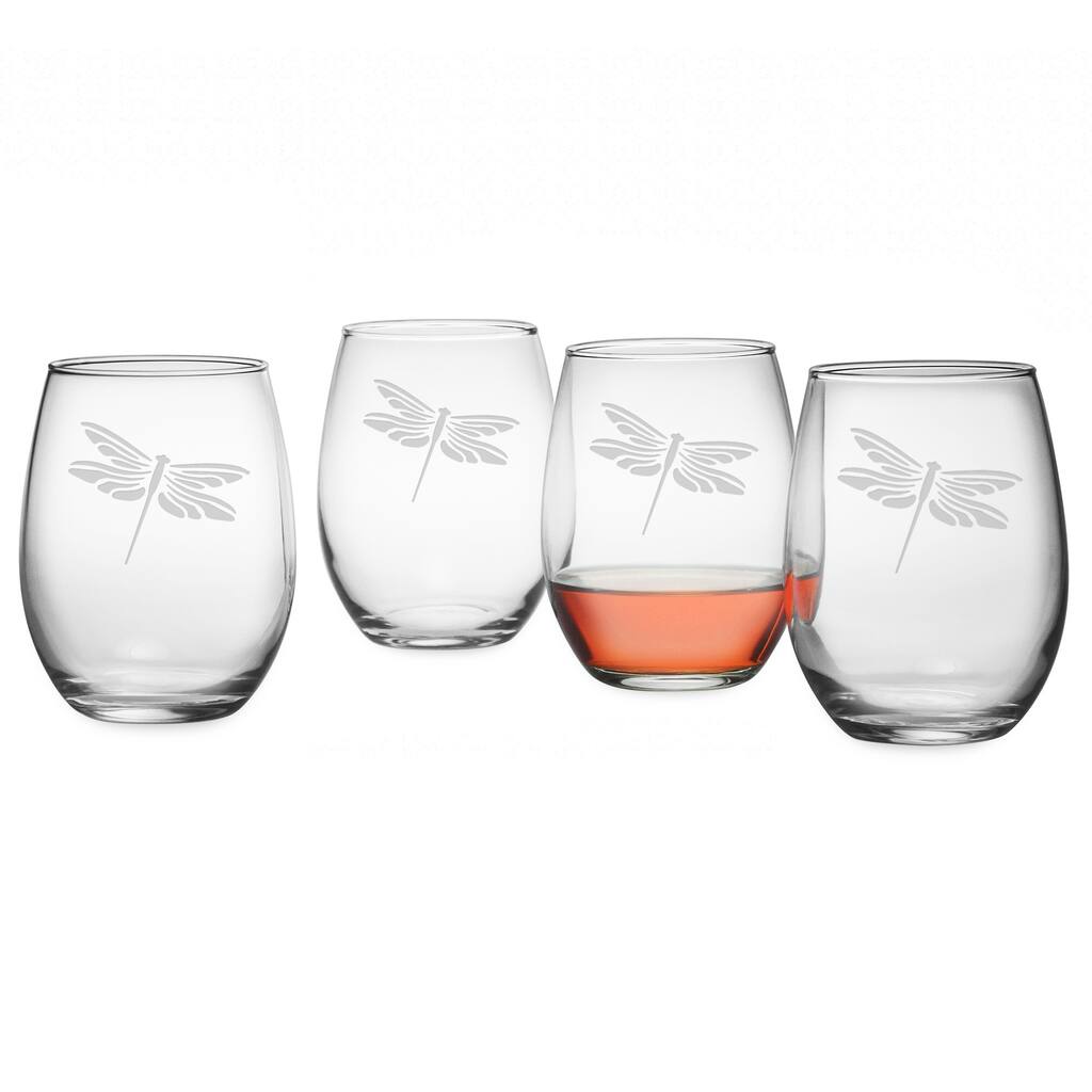 Dragonfly Stemless Wine Glass (Set of 4)