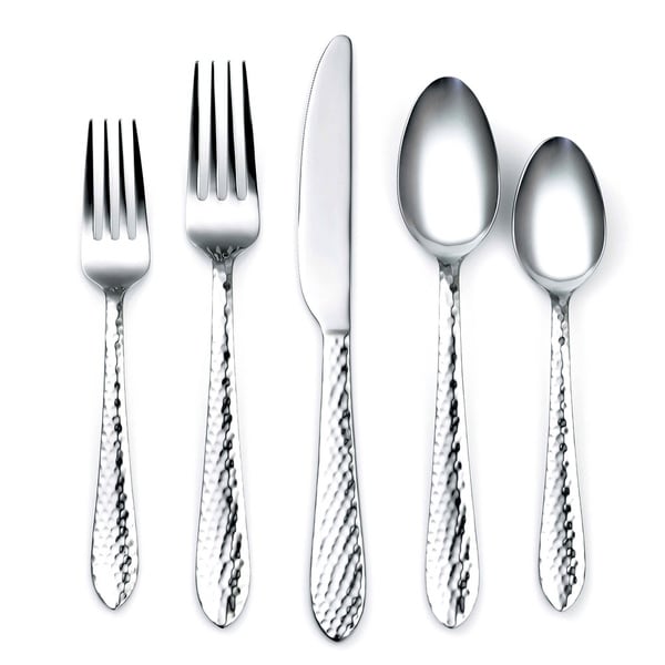 Corelle Coordinates Liam Mirror/Hammered 60 Piece Flatware Set