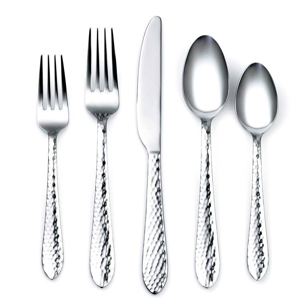 Corelle Coordinates Liam Mirror/Hammered 60-Piece Flatware Set