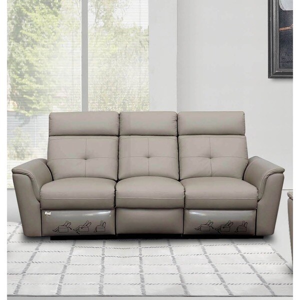 Luca Home Light Grey Contemporary Manual Reclining Sofa