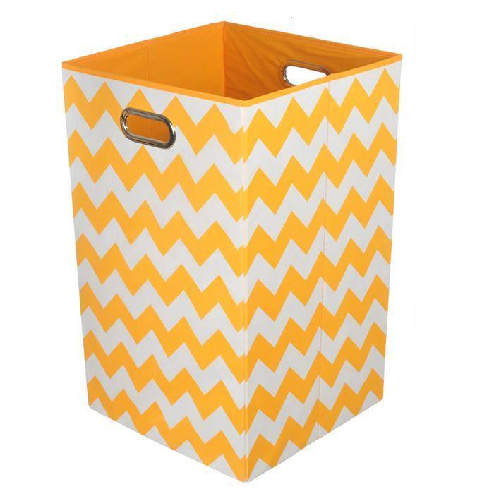 Bold Orange Chevron Folding Laundry Basket