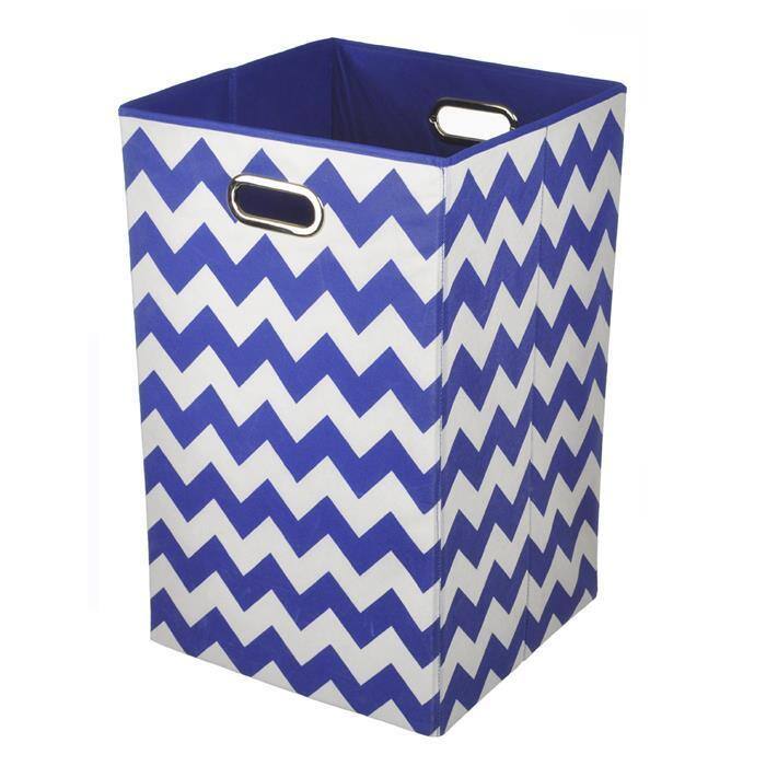 Bold Blue Chevron Folding Laundry Basket