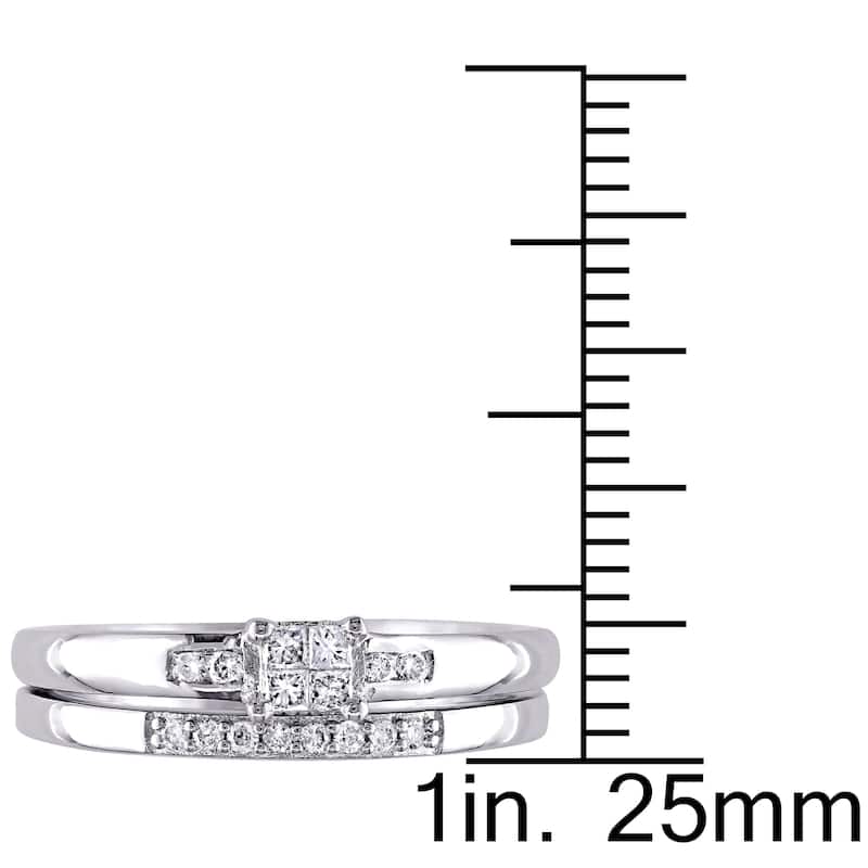 Miadora Sterling Silver 1/6ct TDW Princess-cut Diamond Bridal Ring Set - White