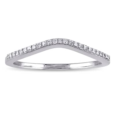 Miadora 10k White Gold 1/10ct TDW Diamond Contour Stackable Anniversary-style Wedding Band Ring