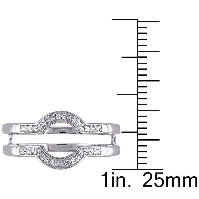 Miadora Sterling Silver 1/10ct TDW Diamond Contour Stackable 2-piece Wedding Band Set - White