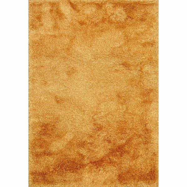 Handmade Lyric Tangerine Orange Shag Rug (India)