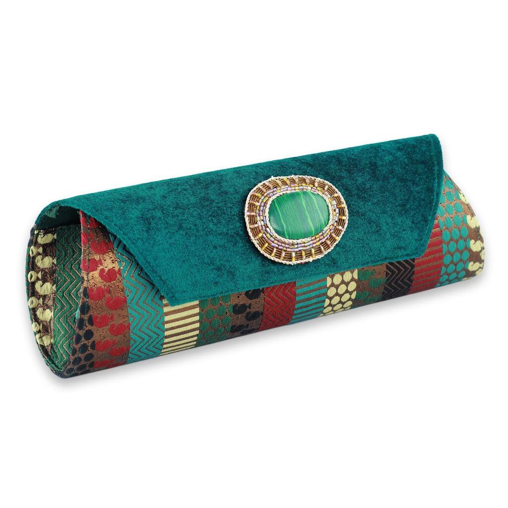 Handmade Beaded 'Glamorous Turquoise' Clutch Handbag (India)