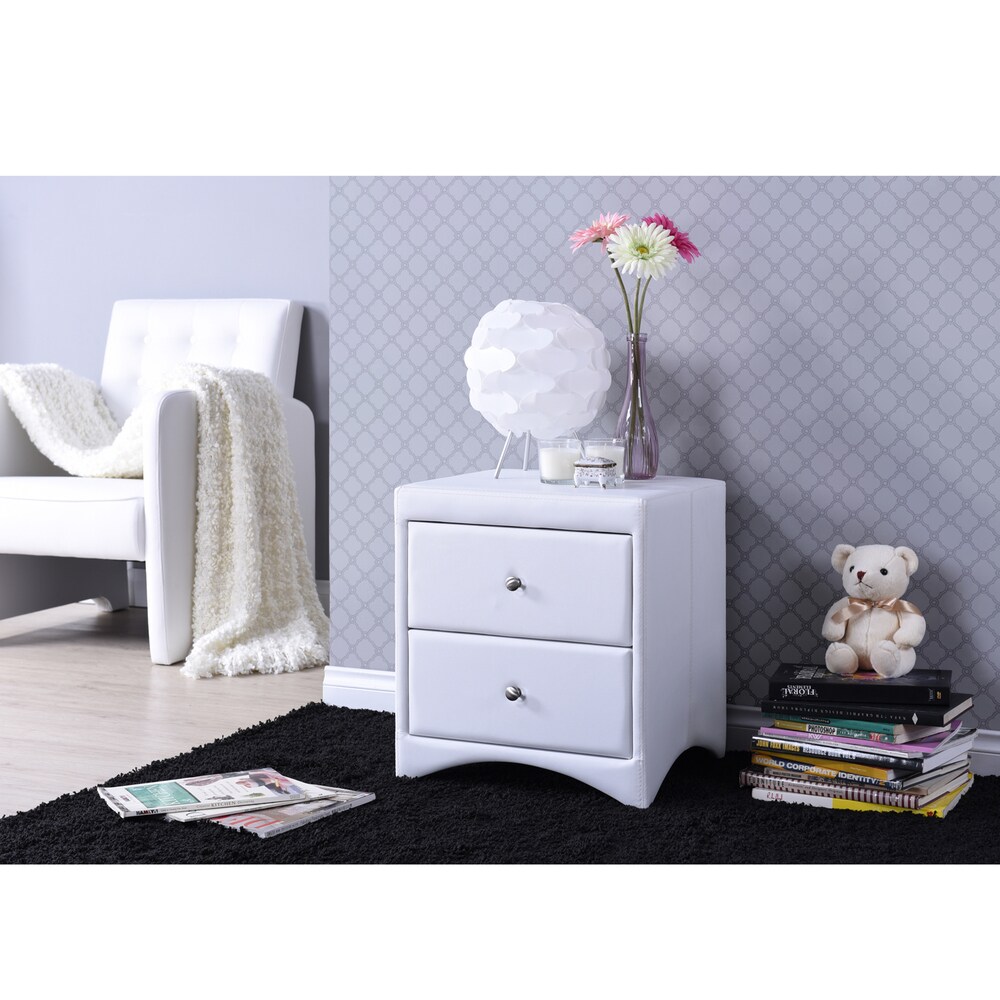 Shop Baxton Studio Dorian White Faux Leather Upholstered Modern Nightstand Overstock 20543547