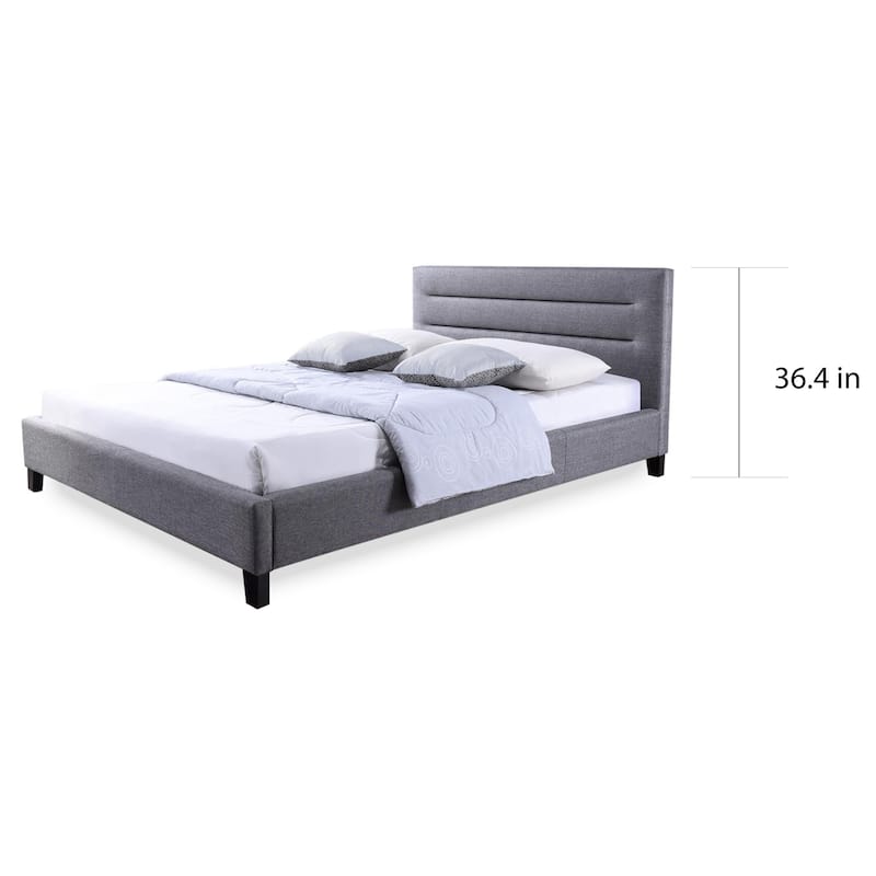 Porch & Den Mildred Grey Fabric Upholstered Platform Bed