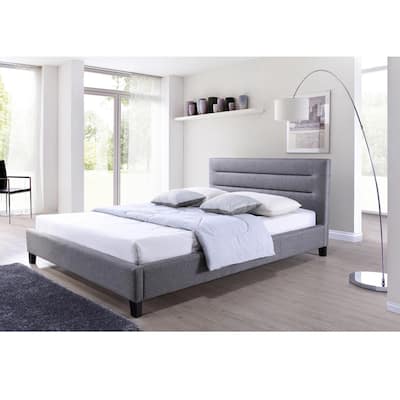 Porch & Den Mildred Grey Fabric Upholstered Platform Bed